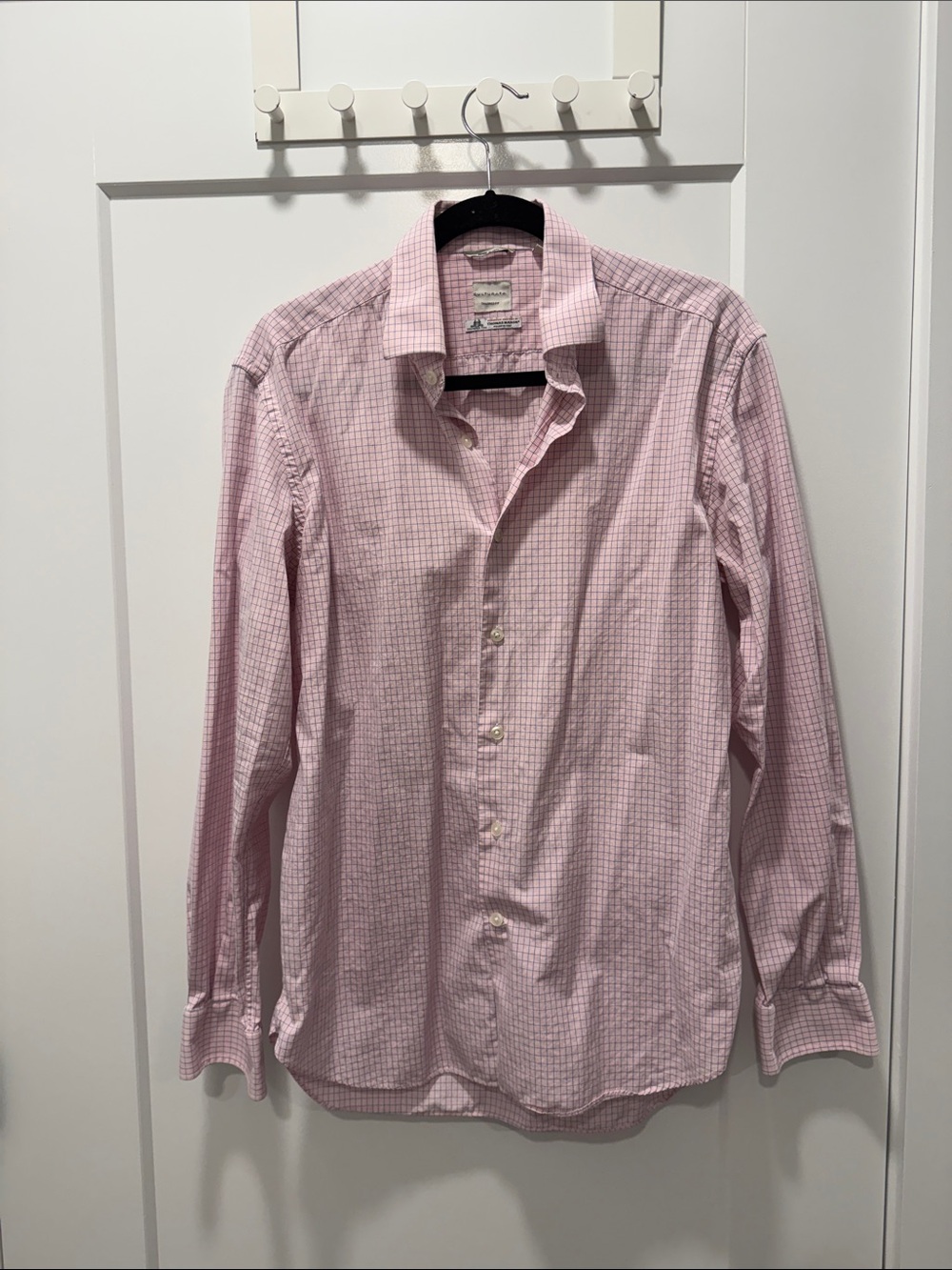 Men's Pink Micro-Check Dress Shirt - Long Sleeve